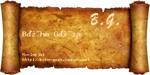 Bőhm Géza névjegykártya