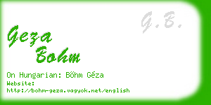 geza bohm business card